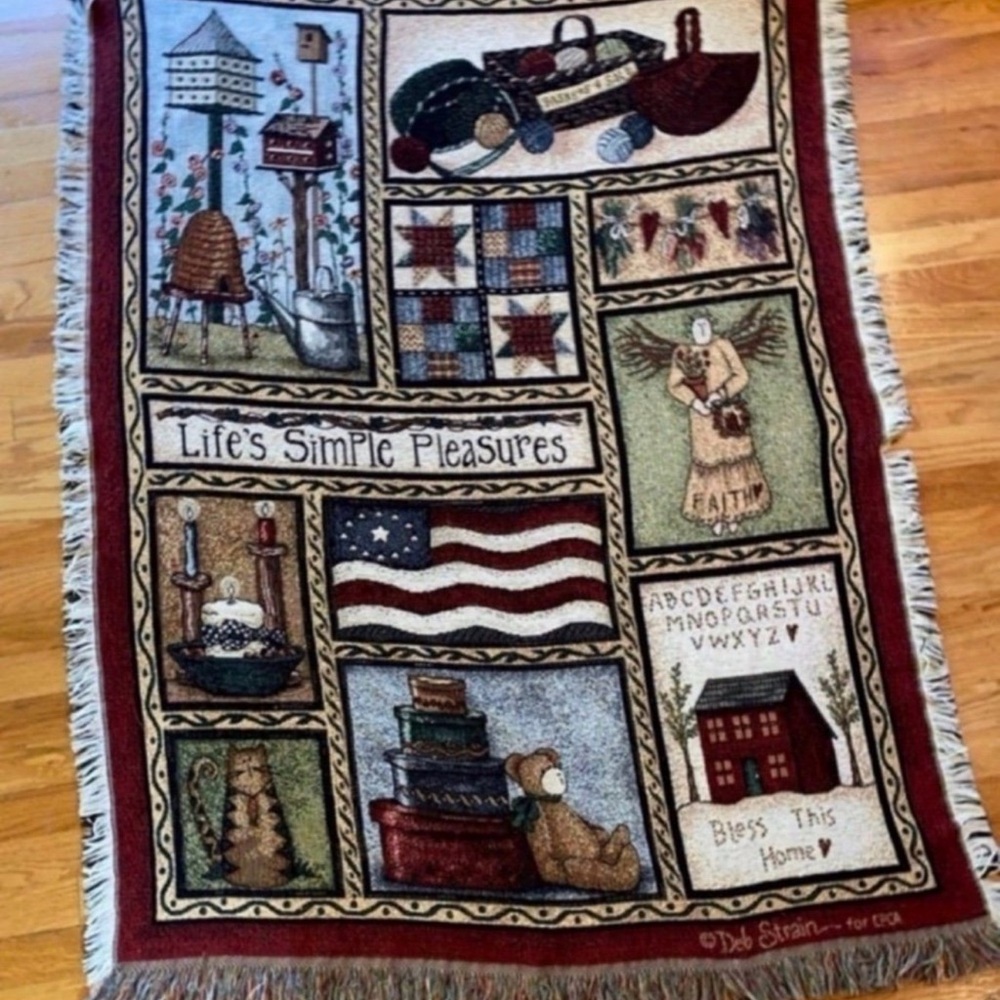 Farmhouse Throw. Country Peddlers & Company of America. Fringe Throw Blanket.